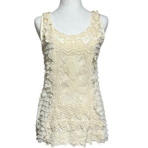 CAHO Ivory Lace Fairy Tank  Whismsigoth Boho Cottagecore Romantic Ruffle M